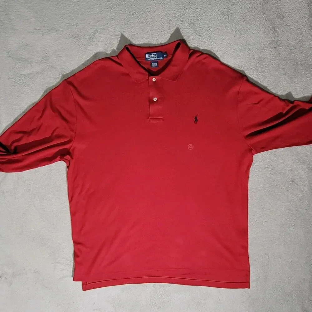 RALPH LAUREN MENS LONG SLEEVES SOFT COTTON POLO SHIRT  RED SZ  XL